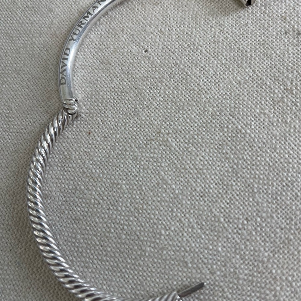 David Yurman Silver Twisted Bangle Bracelet with Hinged Clasp - Picture 6 of 15